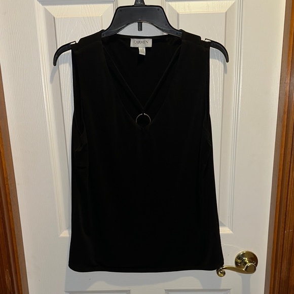 Black Sleeveless Tank Top Blouse - Picture 1 of 4